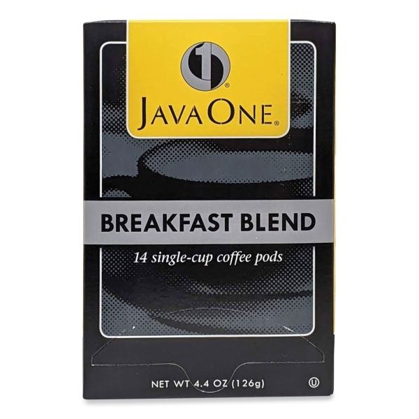 Java One Coffee Pods, Breakfast Blend, Light Roast, Single Cup, 14/Box
