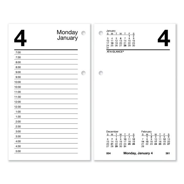 At-A-Glance Desk Calendar Refill, 3 1/2 X 6, White
