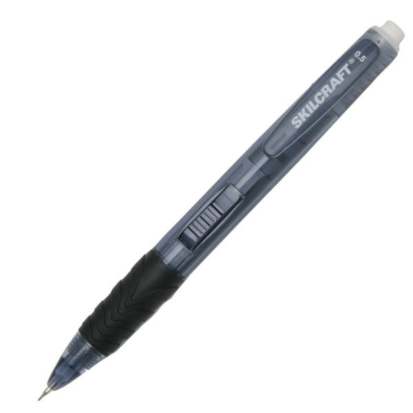 Skilcraft Side-Action Mechanical Pencils, 0.5 Mm, Gray Barrel, Pack Of 6 (Abilityone 7520-01-386-1581)