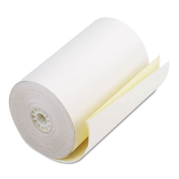 Iconex Impact Printing Carbonless Paper Rolls, 4.5" X 90 Ft, White/Canary, 24/Carton
