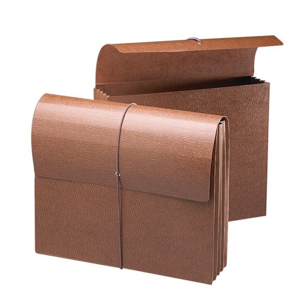 Smead Leather-Like Expanding Wallet, Legal Size, 5 1/4" Expansion, Tyvek Lined, 30% Recycled, Brown