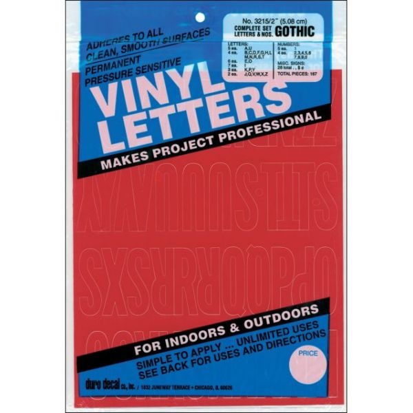 Permanent Adhesive Vinyl Letters & Numbers 2" 167/Pkg