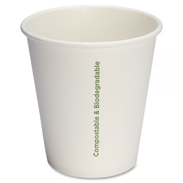 Genuine Joe Eco-Friendly 10 Oz Paper Coffee Cups, White, 1,000 Cups/Carton