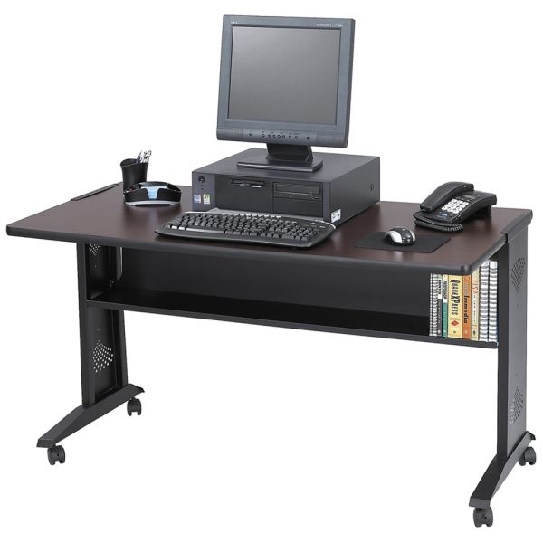 Safco Reversible-Top Computer Desk, 54"W, Mahogany & Medium Oak/Black