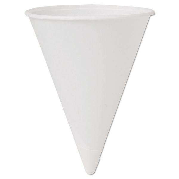 Cone Water Cups, Cold, Paper, 4 Oz, White, 200/Bag, 25 Bags/Carton