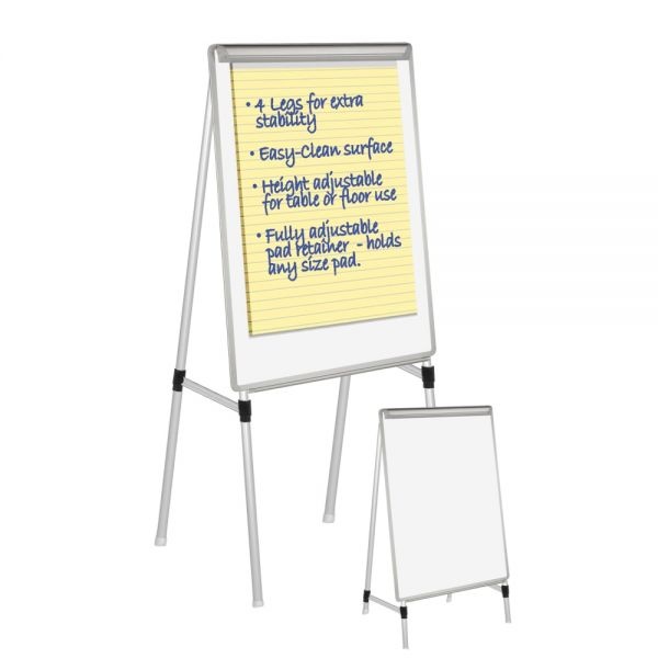 Mastervision Easy Clean Quad Pod 4 Leg Non-Magnetic Dry-Erase Whiteboard Easel, 27" X 35" Steel Frame With Silver Finish