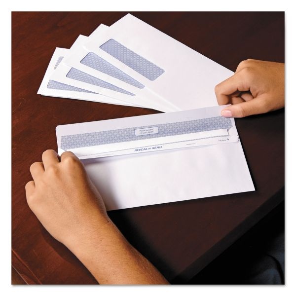 Quality Park Reveal N Seal Double Window Invoice Envelope, #9 (8.88" X 3.88"), Self-Seal, White, 500/Box