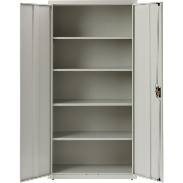 Lorell Fortress Series 18"D Steel Storage Cabinet, Fully Assembled, 5-Shelf, Light Gray