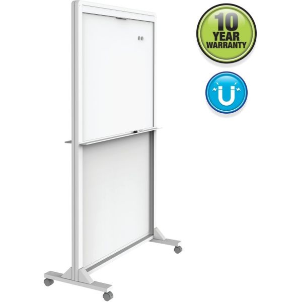 Quartet Motion Dual-Track Mobile Magnetic Dry-Erase Easel, Two 40 1/2 X 34 Panels, White