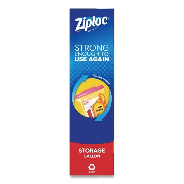 Ziploc Double Zipper Storage Bags, 1 Gal, 1.75 Mil, 10.56" X 10.75", Clear, 38 Bags/Box, 9 Boxes/Carton