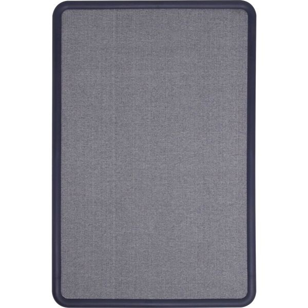 Quartet Contour Fabric Bulletin Board, 48 X 36, Light Blue, Plastic Navy Blue Frame