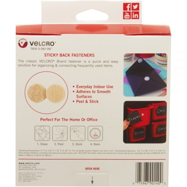 Velcro Brand StickyBack Fasteners With Dispenser Box, Removable