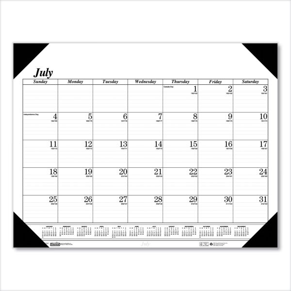 House Of Doolittle Recycled Economy Academic Desk Pad Calendar, 22 X 17, White/Black Sheets, Black Binding/Corners,14-Month(July-Aug): 2024-2025