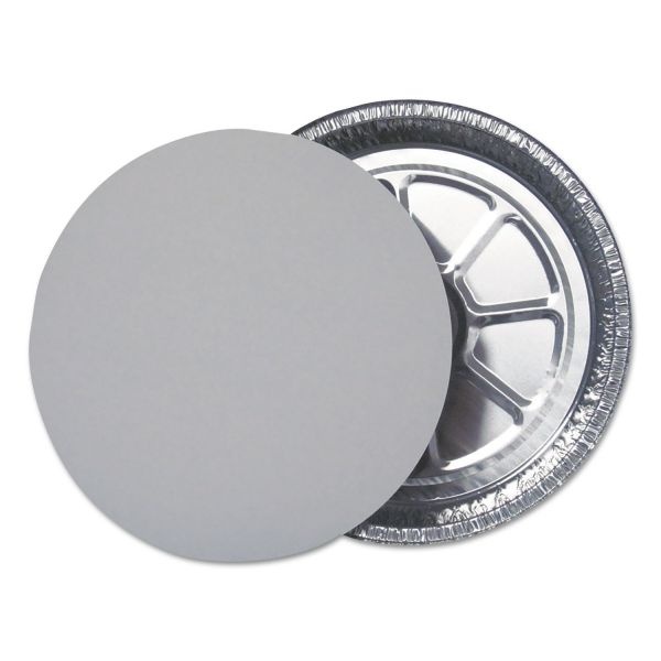 Durable Packaging Flat Board Lids For 9" Round Containers, Silver, Paper, 500 /Carton