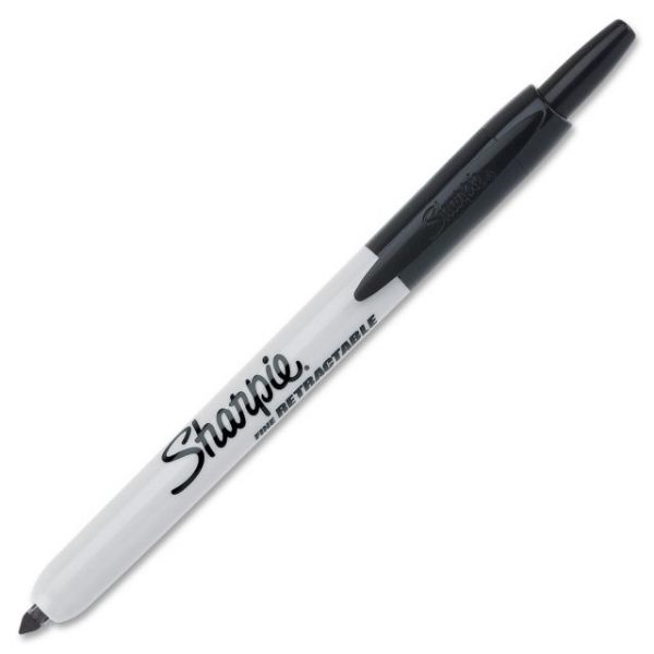 Sharpie Fine Point Retractable Markers, Black, 12/Pack
