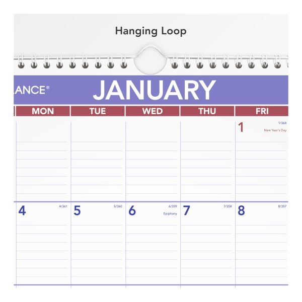 At-A-Glance Monthly Wall Calendar With Ruled Daily Blocks, 12 X 17, White, 2023 Calendar