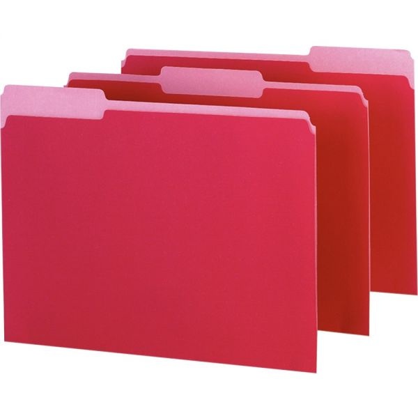 Pendaflex Interior File Folders, 1/3-Cut Tabs: Assorted, Letter Size, Red, 100/Box