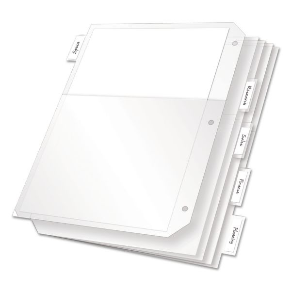 Cardinal Poly Ring Binder Pockets, 8.5 X 11, Clear, 5/Pack