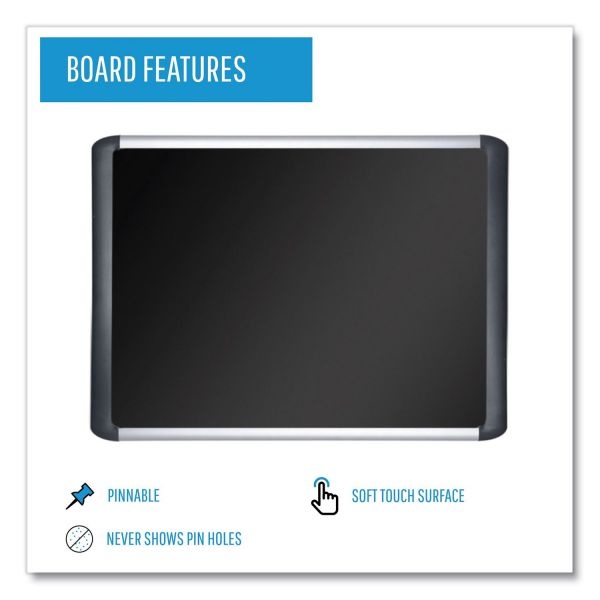 Mastervision Soft-Touch Bulletin Board, 72 X 48, Black Fabric Surface, Aluminum/Black Aluminum Frame