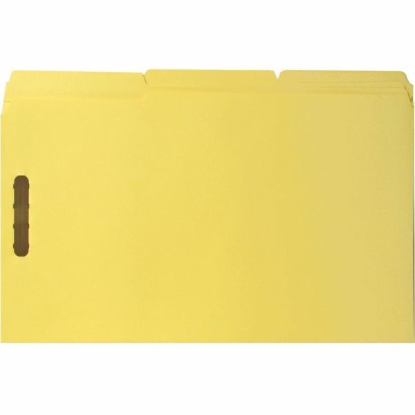 Sparco Color Fastener Folders With 2-Ply Tabs, Legal Size, Yellow, Box Of 50