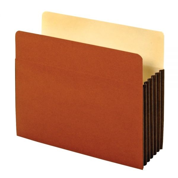 Heavy-Duty File Pockets, 5 1/4" Expansion, 8 1/2" X 11", Letter Size, 30% Recycled, Brown, Box Of 10 File Pockets