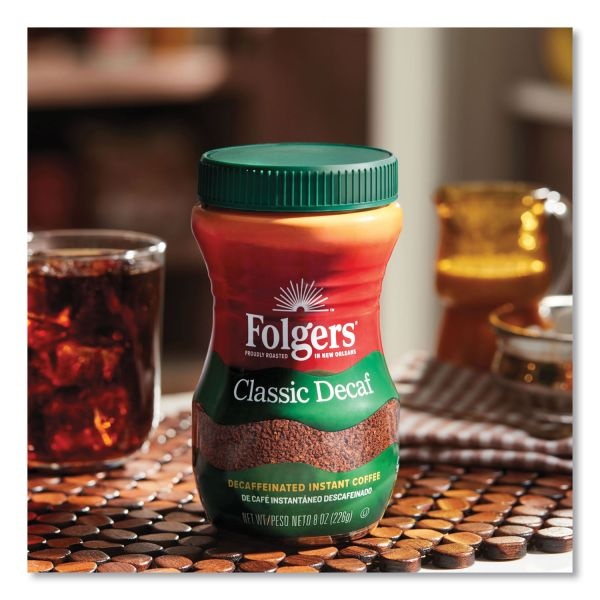 Folgers Instant Coffee Crystals, Decaf Classic, 8 Oz