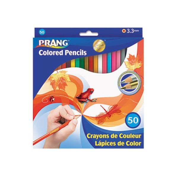 Prang Colored Pencil Sets, 3.3 Mm, 2B (#1), Assorted Lead/Barrel Colors, 50/Pack