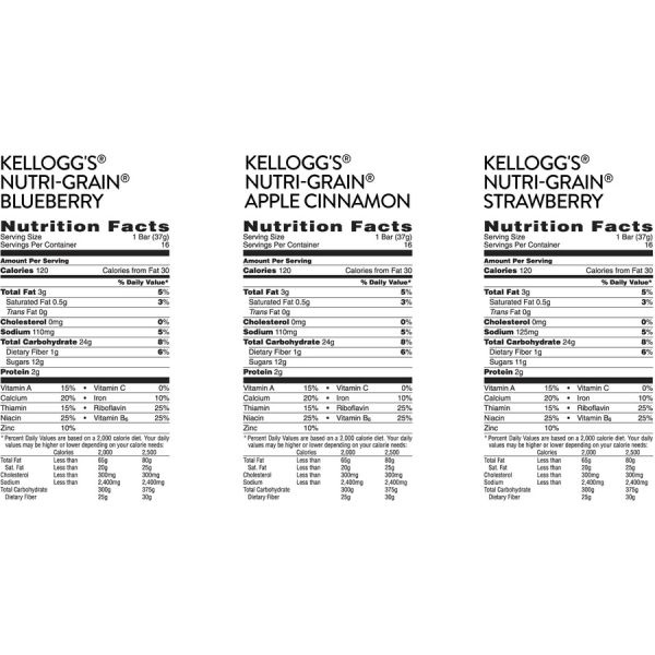 Kellogg's Nutri-Grain Cereal Bars, 1.3 Oz, 16 Bars Per Box, Carton Of 3 Boxes