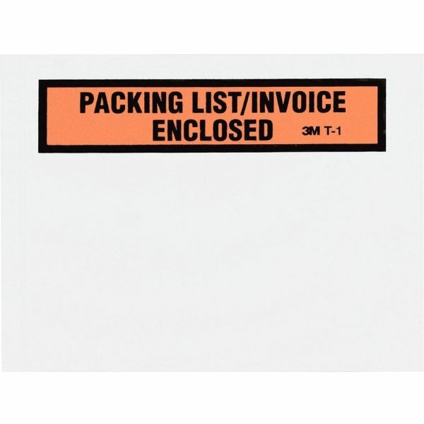 3M Self-Adhesive Packing List/Invoice Enclosed Envelopes, 5 1/2" X 4 1/2", Black/Red, Pack Of 1,000