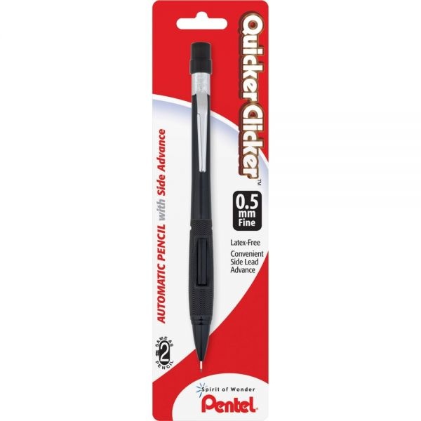Pentel Quicker Clicker Automatic Pencil, #2 Lead, Fine Point, 0.5 Mm, Opaque Barrel