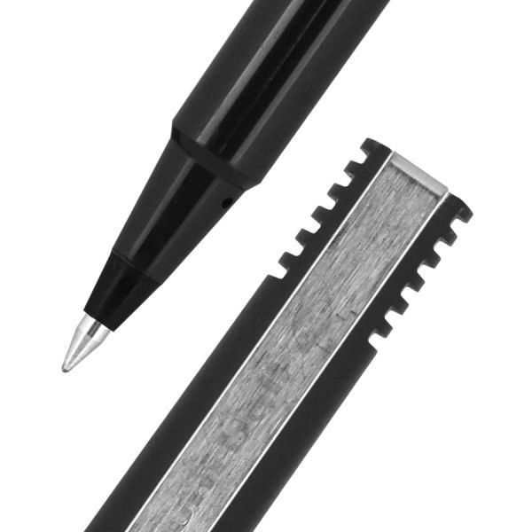 Uniball Roller Ball Pen, Stick, Extra-Fine 0.5 Mm, Black Ink, Black Barrel, 72/Pack
