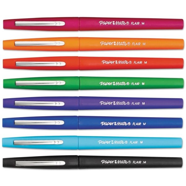 Paper Mate Point Guard Flair Felt Tip Porous Point Pen, Stick, Bold 1.4 Mm, Assorted Ink And Barrel Colors, 48/Pack
