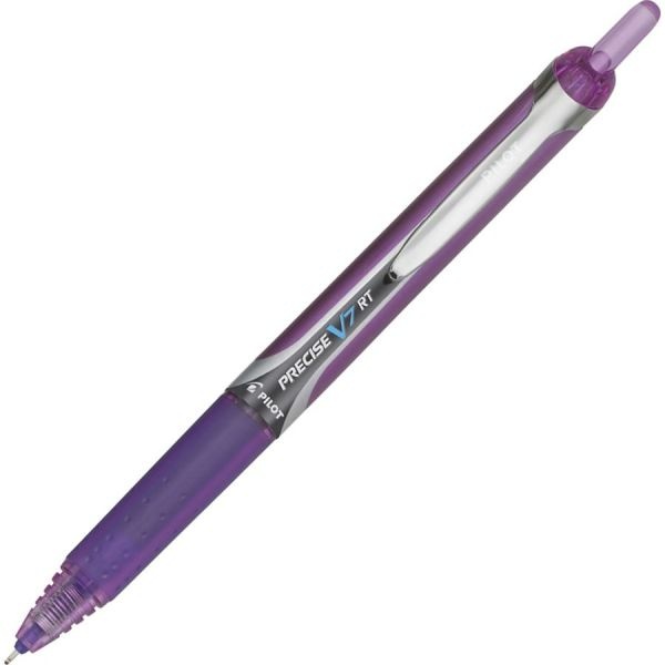Pilot Precise V7rt Roller Ball Pen, Retractable, Fine 0.7 Mm, Purple Ink, Purple Barrel