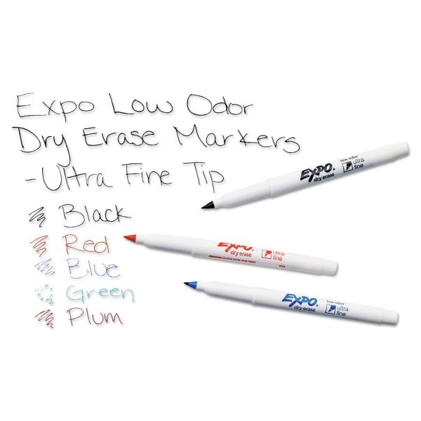 Expo Low-Odor Dry Erase Marker Starter Set, Extra-Fine Needle Tip, Assorted Colors, 5/Set