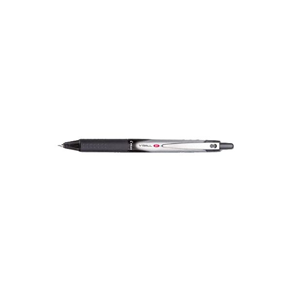 Pilot Vball Rt Liquid Ink Roller Ball Pen, Retractable, Fine 0.7 Mm, Black Ink, Black/White Barrel