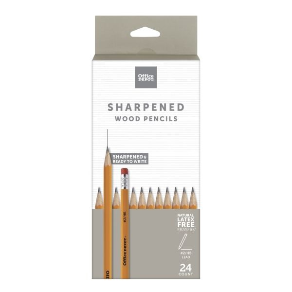 Presharpened Wood Pencils, #2 Medium Soft Lead, Yellow, Pack Of 24 Pencils