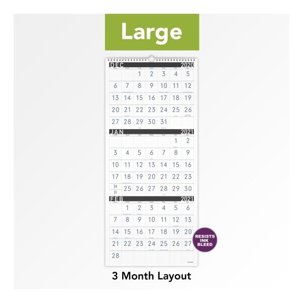 At-A-Glance Contemporary Three-Monthly Reference Wall Calendar, 12 X 27, 2023 Calendar