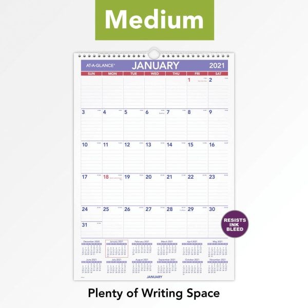At-A-Glance Monthly Wall Calendar With Ruled Daily Blocks, 12 X 17, White, 2023 Calendar