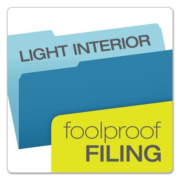 Pendaflex Colored File Folders, 1/3-Cut Tabs: Assorted, Legal Size, Blue/Light Blue, 100/Box