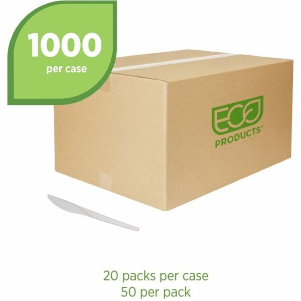 Eco-Products Plantware Cutlery, Knife, 6", Pearl White, 50/Pack, 20 Pack/Carton