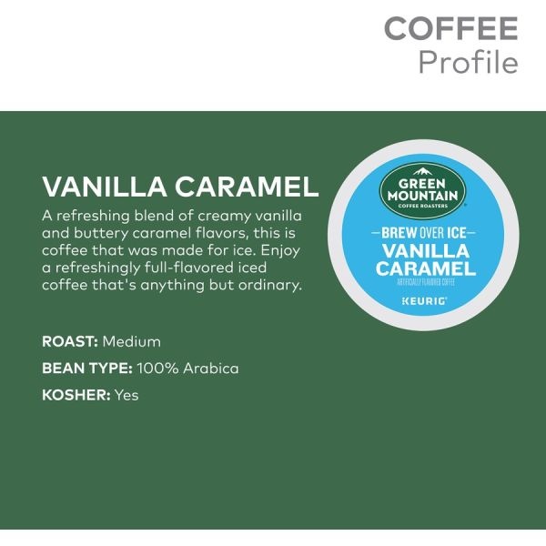 Green Mountain Coffee Vanilla Caramel Brew Over Ice Coffee K-Cups, 24/Box