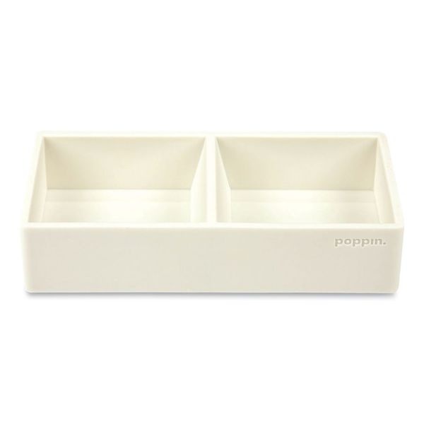 Poppin Softie This + That Tray, 2 Compartments, Silicone, 3 X 6.25 X 1.5, White