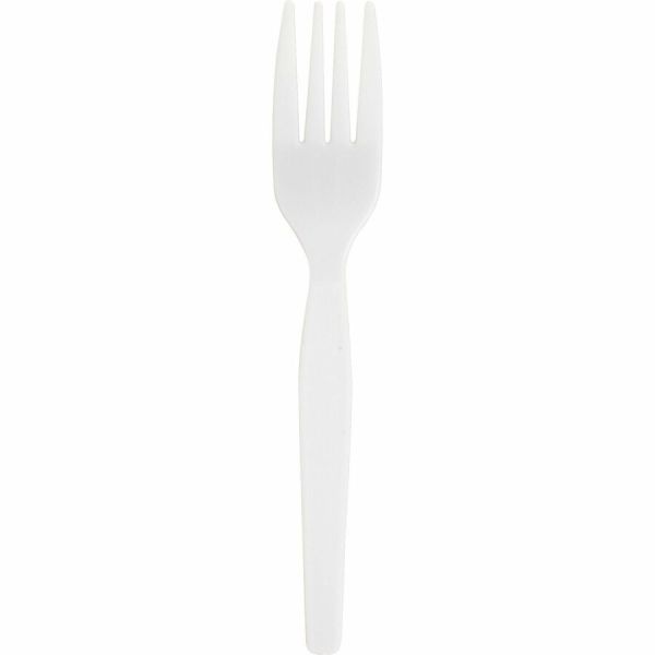 Genuine Joe Heavy/Medium-Weight Polystyrene Forks, White, Box Of 100