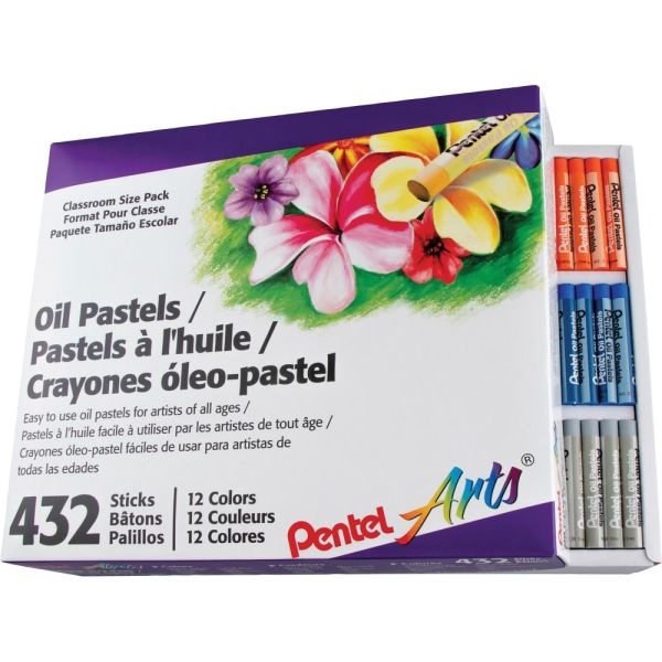 Pentel Oil Pastel Set With Carrying Case, Assorted