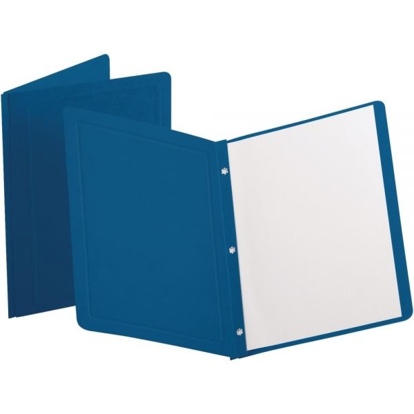 Oxford Title Panel And Border Front Report Cover, Three-Prong Fastener, 0.5" Capacity, Dark Blue/Dark Blue, 25/Box