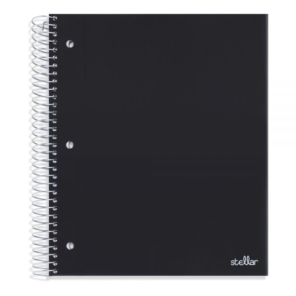 Stellar Poly Notebook, 8" X 10-1/2", 5 Subject, Wide Ruled, 200 Sheets, Black