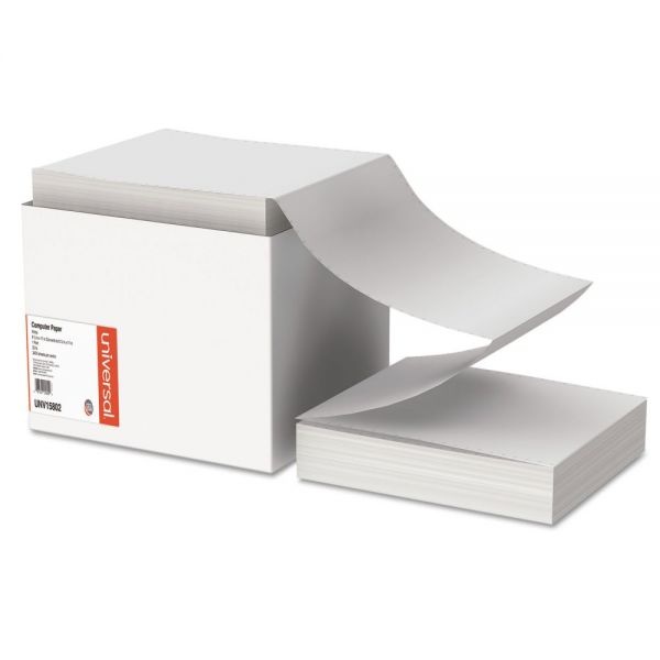 Universal Printout Paper, 1-Part, 0.5" Standard Perforation, 20 Lb Bond Weight, 9.5 X 11, White, 2,400/Carton
