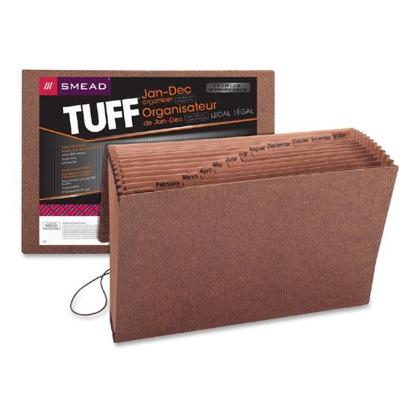 Smead Tuff Expanding File, 21 Pockets, A–Z, 15" X 10", Legal Size, 30% Recycled, Brown
