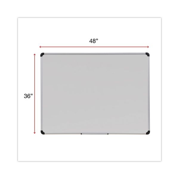 Universal Deluxe Porcelain Magnetic Dry Erase Board, 48 X 36, White Surface, Silver/Black Aluminum Frame