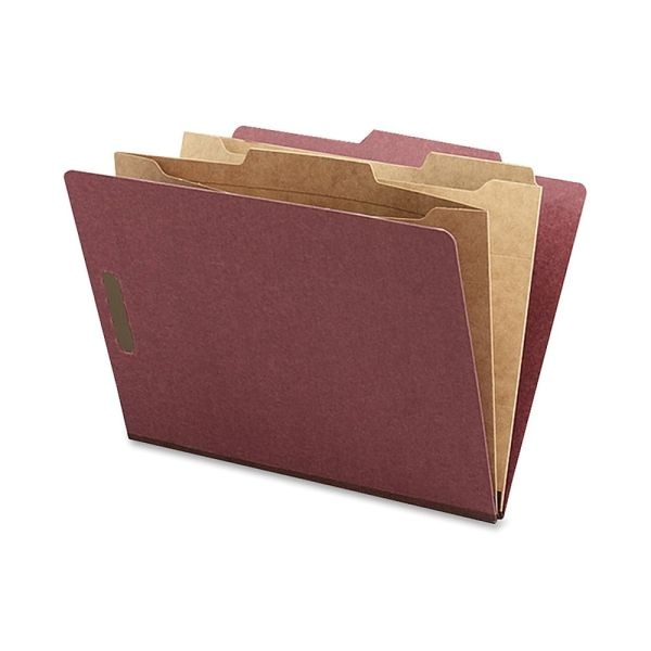 Nature Saver Classification Folders With Pocket Dividers, Letter Size, 100% Recycled, Red, Box Of 10